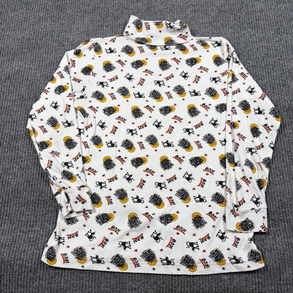 Alison Craig Shirt Womens L Halloween Turtleneck Top Boo Haunted House Black Cat